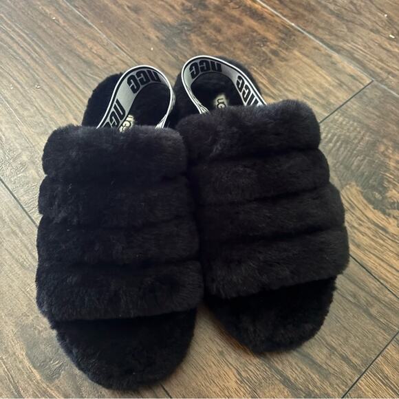 UGG Midnight Black Plush Slippers - Picture 2 of 6